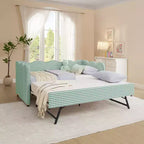 Zeus & Ruta Twin Daybed with Trundle & Wavy Headboard