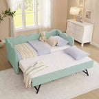 Zeus & Ruta Twin Daybed with Trundle & Wavy Headboard