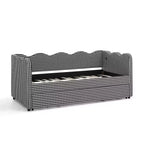 Zeus & Ruta Twin Daybed with Trundle & Wavy Headboard