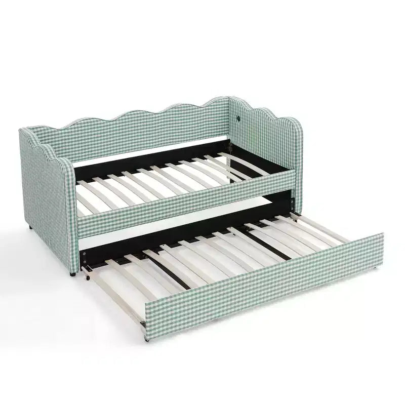 Zeus & Ruta Twin Daybed with Trundle & Wavy Headboard