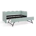 Zeus & Ruta Twin Daybed with Trundle & Wavy Headboard
