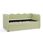 Zeus & Ruta Twin Daybed with Trundle & Wavy Headboard