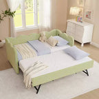 Zeus & Ruta Twin Daybed with Trundle & Wavy Headboard