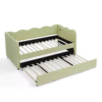 Zeus & Ruta Twin Daybed with Trundle & Wavy Headboard