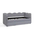 Zeus & Ruta Twin Daybed with Trundle & Wavy Headboard