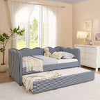 Zeus & Ruta Twin Daybed with Trundle & Wavy Headboard