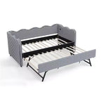 Zeus & Ruta Twin Daybed with Trundle & Wavy Headboard