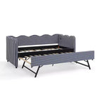Zeus & Ruta Twin Daybed with Trundle & Wavy Headboard