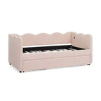 Zeus & Ruta Twin Daybed with Trundle & Wavy Headboard
