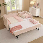 Zeus & Ruta Twin Daybed with Trundle & Wavy Headboard