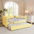 Zeus & Ruta Twin Daybed with Trundle & Wavy Headboard