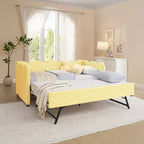 Zeus & Ruta Twin Daybed with Trundle & Wavy Headboard