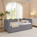 Zeus & Ruta Twin Daybed with Trundle & Wavy Headboard