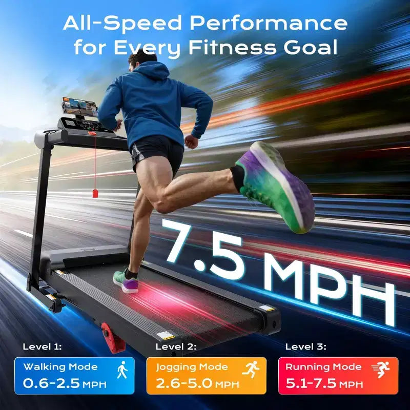 Tapis Roulant Pieghevole per Casa, Tapis Roulant da 3.1HP con Inclinazione del 12%, Capacità 160kg, Macchina per la Corsa Fitness, 0.9-12 km/h,