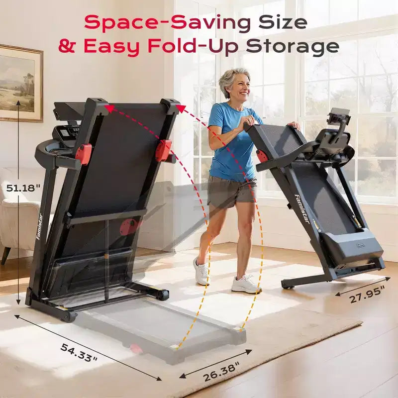 Tapis Roulant Pieghevole per Casa, Tapis Roulant da 3.1HP con Inclinazione del 12%, Capacità 160kg, Macchina per la Corsa Fitness, 0.9-12 km/h,