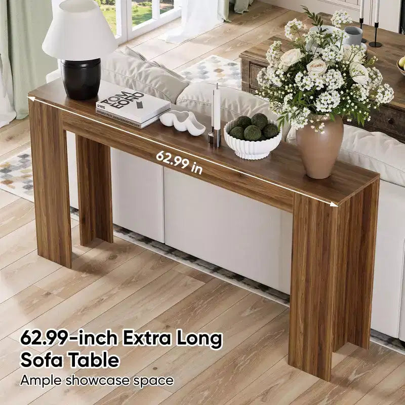 TUYOHW 63 Extra Long Console Table, Tavolo da Divano Rustico, Tavolo Stretto per Ingresso, Soggiorno, Tavolo d'Accento in Legno per Foyer, Capacità 200 libbre