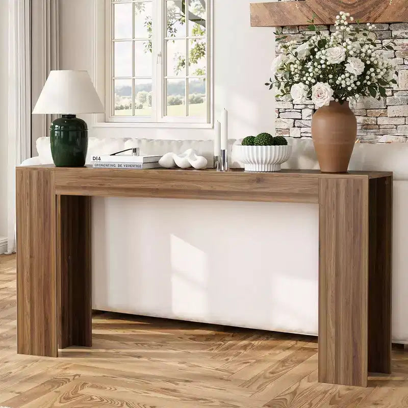 TUYOHW 63 Extra Long Console Table,Farmhouse Sofa Table,Narrow Entryway Table for Hallway,Living Room,Wood Accent Foyer Table,200lb Capacit