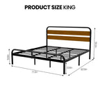 King Size Bed Frame, Heavy Duty Platform Frame with Wooden Headboard and Under-Bed Storage, Noise Free Design Mattress Foundation, Easy Assembly