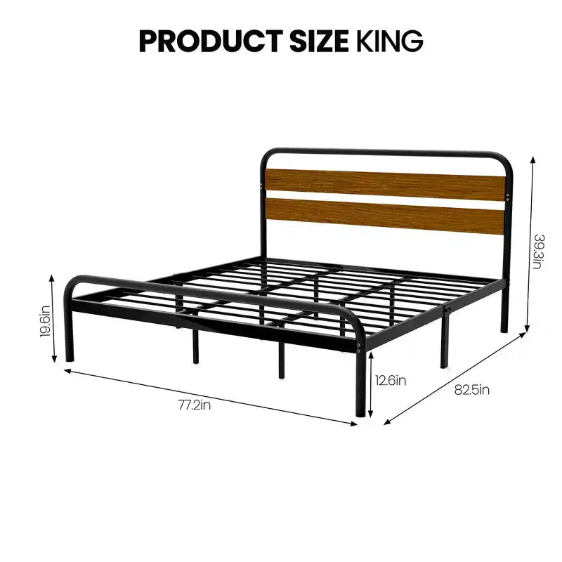 Struttura Letto King Size, Telaio Piattaforma Robusto con Testiera in Legno e Vano Contenitore Sottoposto, Base Materasso Silenziosa, Facile Montaggio