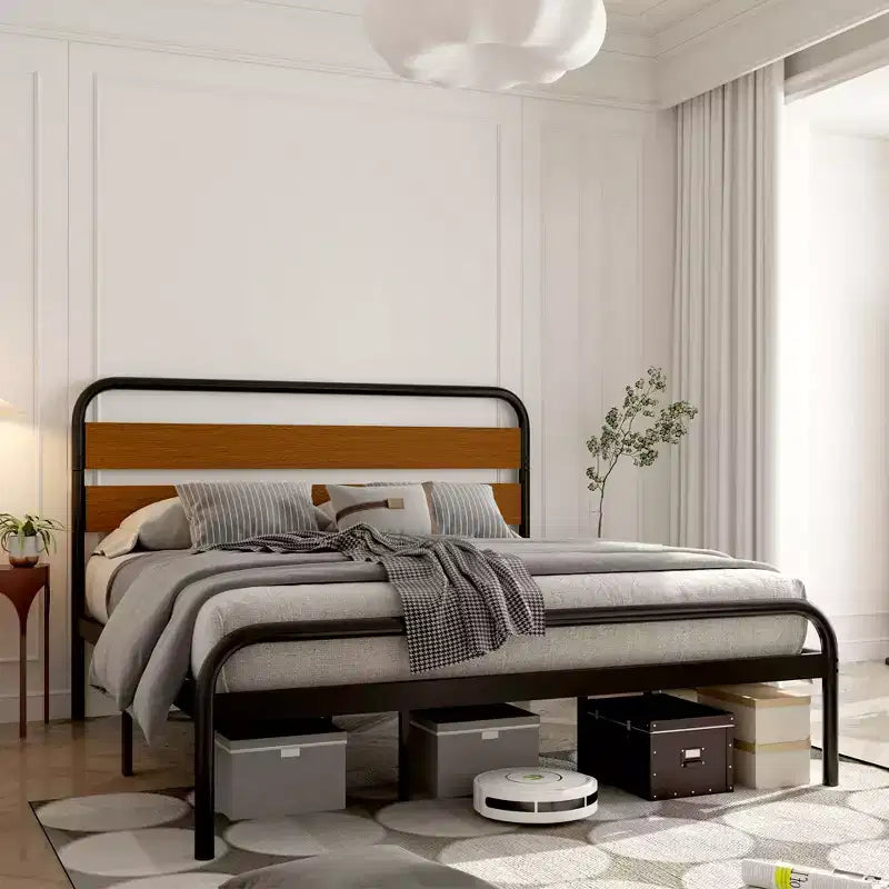 Struttura Letto King Size, Telaio Piattaforma Robusto con Testiera in Legno e Vano Contenitore Sottoposto, Base Materasso Silenziosa, Facile Montaggio