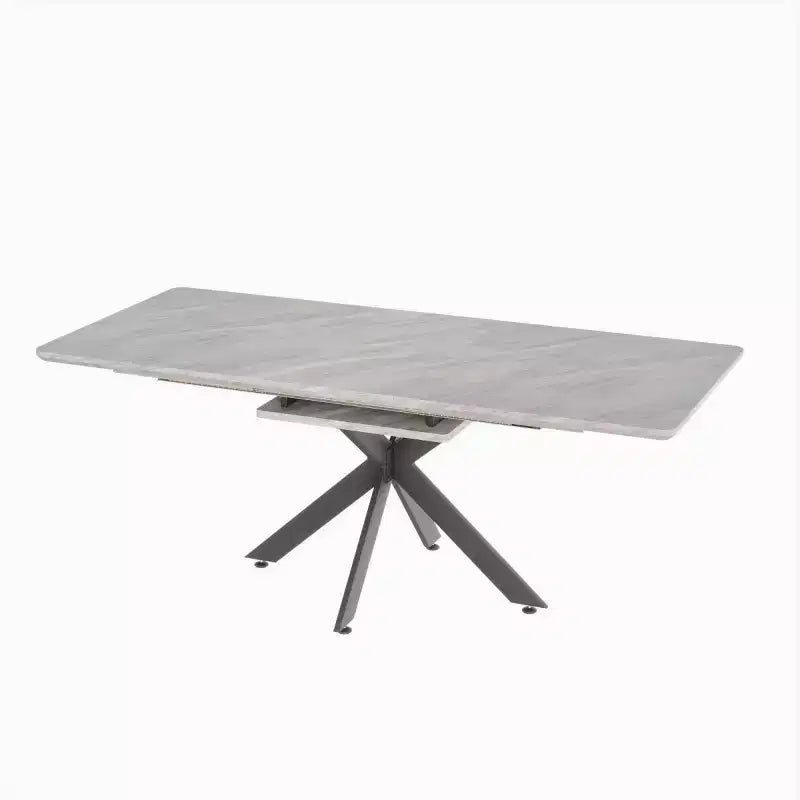 6278 Tavolo da Pranzo Moderno Allungabile con Base in Metallo Nero, Tavolo Rettangolare da Cucina per Sala da Pranzo o Zona Colazione-Panipeachy