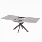 6278 Tavolo da Pranzo Moderno Allungabile con Base in Metallo Nero, Tavolo Rettangolare da Cucina per Sala da Pranzo o Zona Colazione-Panipeachy