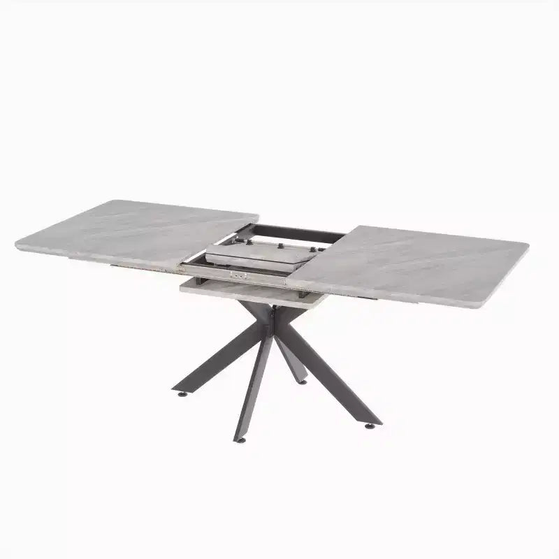 6278 Tavolo da Pranzo Moderno Allungabile con Base in Metallo Nero, Tavolo Rettangolare da Cucina per Sala da Pranzo o Zona Colazione-Panipeachy