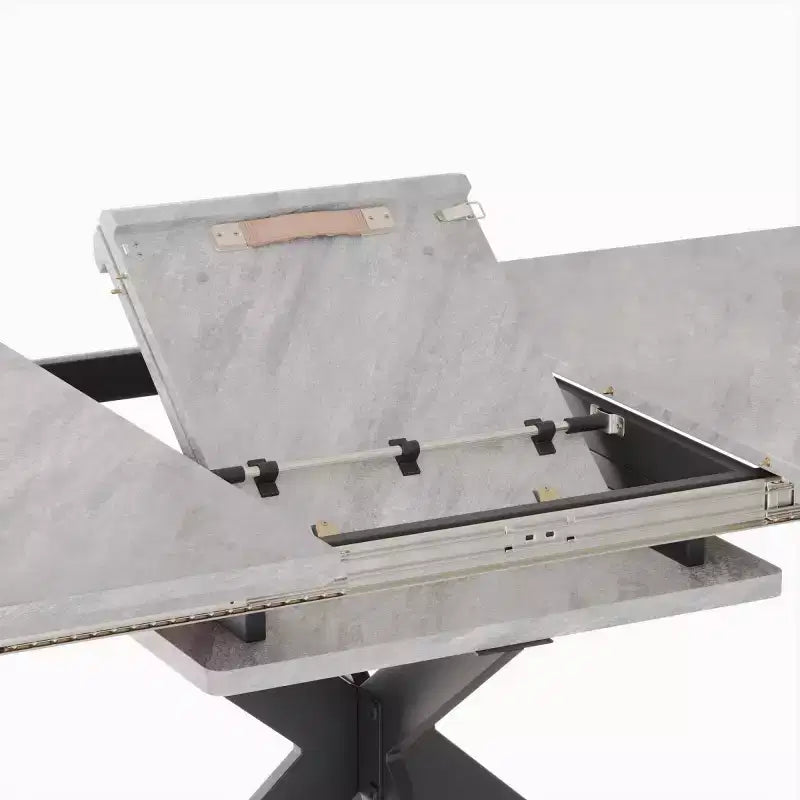 6278 Tavolo da Pranzo Moderno Allungabile con Base in Metallo Nero, Tavolo Rettangolare da Cucina per Sala da Pranzo o Zona Colazione-Panipeachy