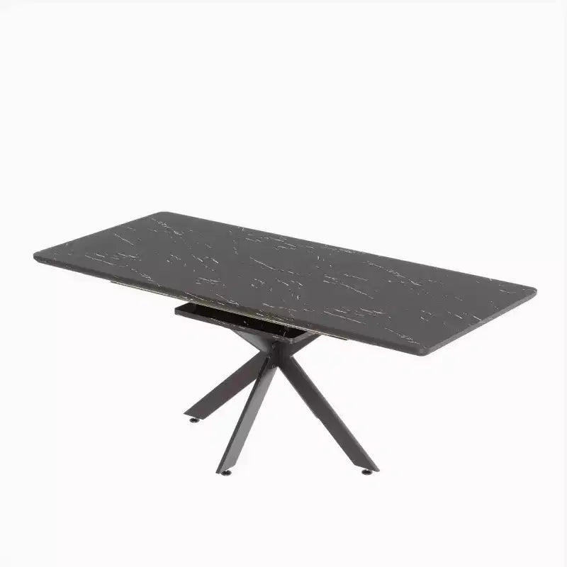 6278 Tavolo da Pranzo Moderno Allungabile con Base in Metallo Nero, Tavolo Rettangolare da Cucina per Sala da Pranzo o Zona Colazione-Panipeachy