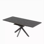 6278 Tavolo da Pranzo Moderno Allungabile con Base in Metallo Nero, Tavolo Rettangolare da Cucina per Sala da Pranzo o Zona Colazione-Panipeachy