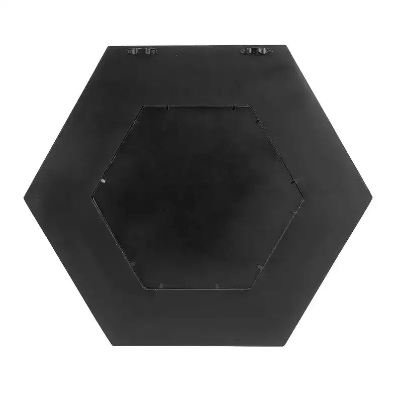 18.5 x 18.5 Inch Hexagon Wall Mirror with Solid Wood Frame Black