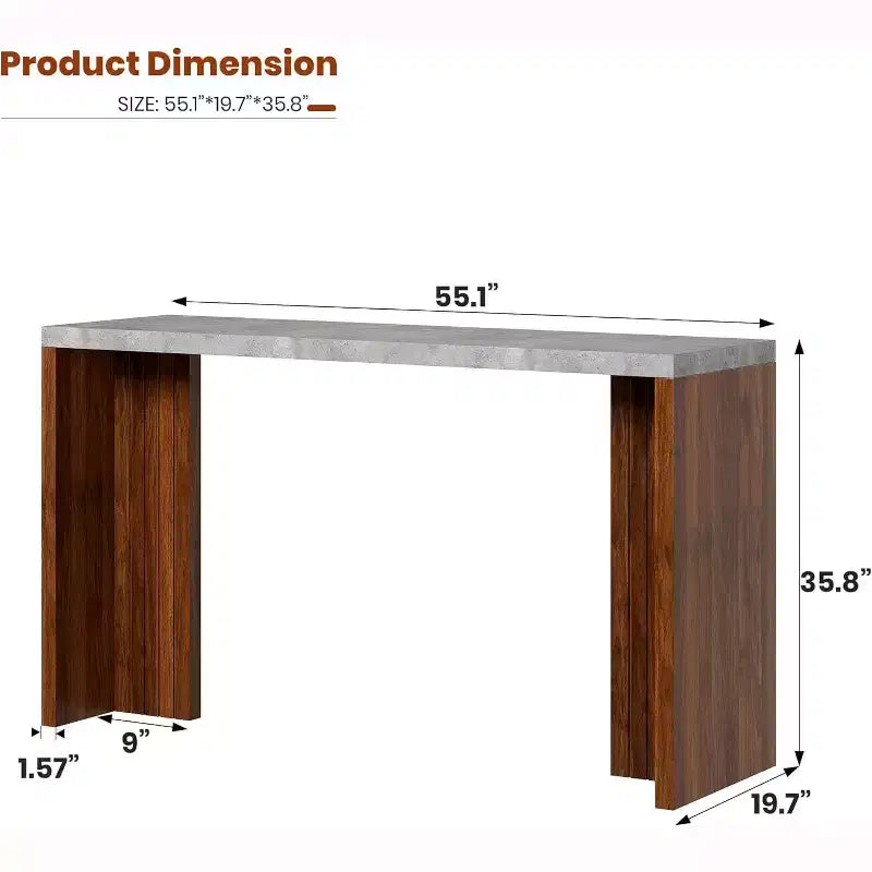 GustoWave 55 Home Bar Table with Faux Marble Top, Counter Height Pub Table for Kitchen, Living Room, Dining