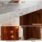 GustoWave 55 Home Bar Table with Faux Marble Top, Counter Height Pub Table for Kitchen, Living Room, Dining