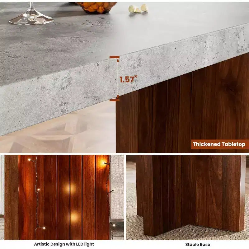 GustoWave 55 Home Bar Table with Faux Marble Top, Counter Height Pub Table for Kitchen, Living Room, Dining