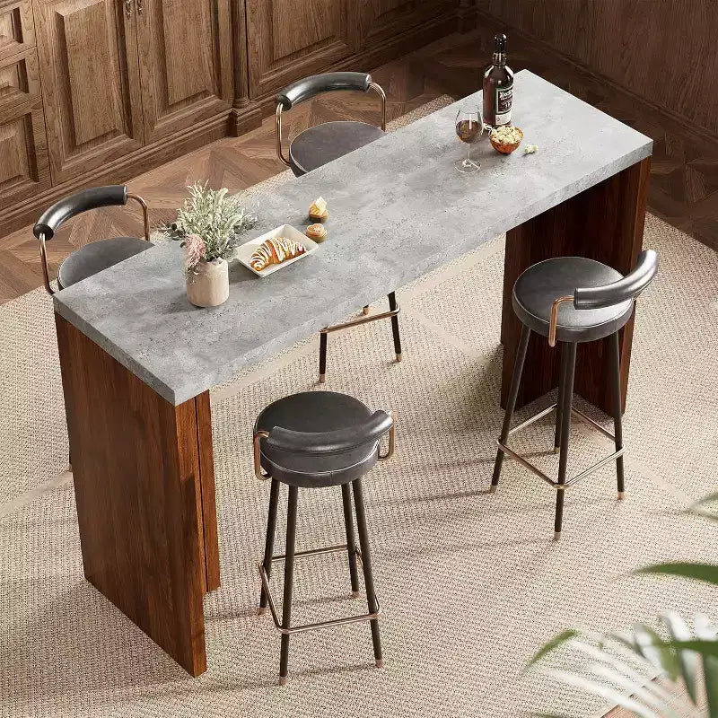GustoWave 55 Home Bar Table with Faux Marble Top, Counter Height Pub Table for Kitchen, Living Room, Dining