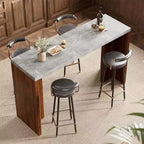 GustoWave 55 Home Bar Table with Faux Marble Top, Counter Height Pub Table for Kitchen, Living Room, Dining