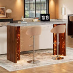 GustoWave 55 Home Bar Table with Faux Marble Top, Counter Height Pub Table for Kitchen, Living Room, Dining
