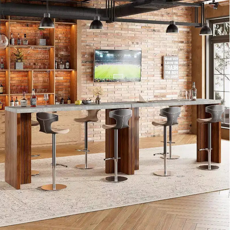 GustoWave 55 Home Bar Table with Faux Marble Top, Counter Height Pub Table for Kitchen, Living Room, Dining