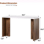 GustoWave 55 Home Bar Table with Faux Marble Top, Counter Height Pub Table for Kitchen, Living Room, Dining