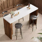 GustoWave 55 Home Bar Table with Faux Marble Top, Counter Height Pub Table for Kitchen, Living Room, Dining