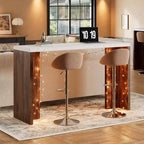 GustoWave 55 Home Bar Table with Faux Marble Top, Counter Height Pub Table for Kitchen, Living Room, Dining