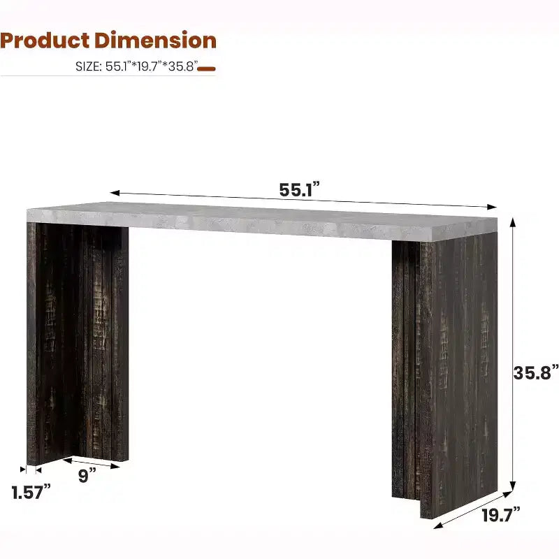 GustoWave 55 Home Bar Table with Faux Marble Top, Counter Height Pub Table for Kitchen, Living Room, Dining