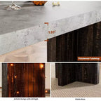 GustoWave 55 Home Bar Table with Faux Marble Top, Counter Height Pub Table for Kitchen, Living Room, Dining