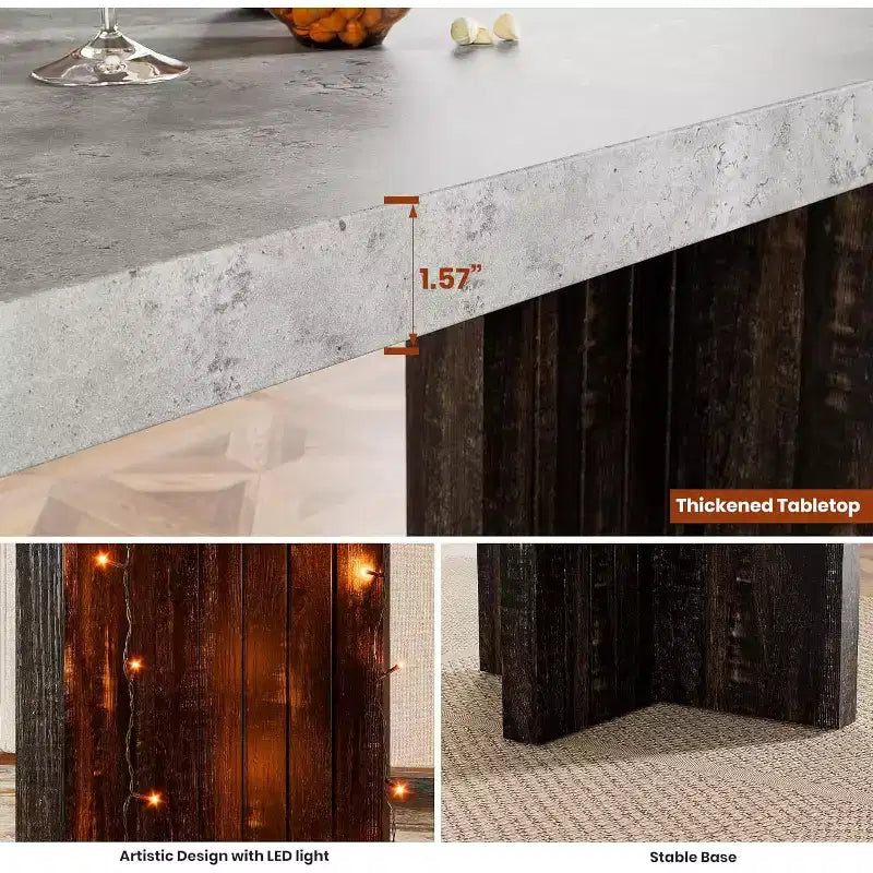 GustoWave 55 Home Bar Table with Faux Marble Top, Counter Height Pub Table for Kitchen, Living Room, Dining