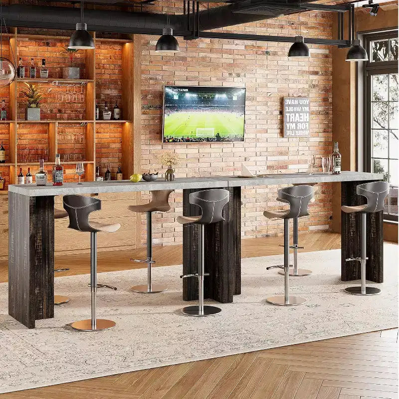 GustoWave 55 Home Bar Table with Faux Marble Top, Counter Height Pub Table for Kitchen, Living Room, Dining