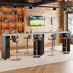 GustoWave 55 Home Bar Table with Faux Marble Top, Counter Height Pub Table for Kitchen, Living Room, Dining