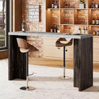 GustoWave 55 Home Bar Table with Faux Marble Top, Counter Height Pub Table for Kitchen, Living Room, Dining