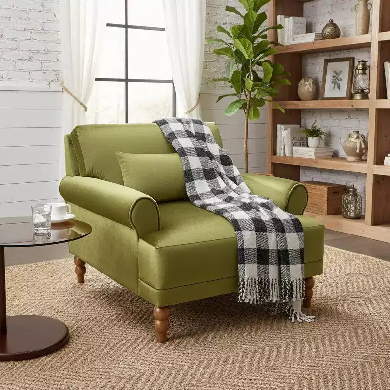 Polibi Oversized Accent Chair with Circular Arms & Lumbar Pillow