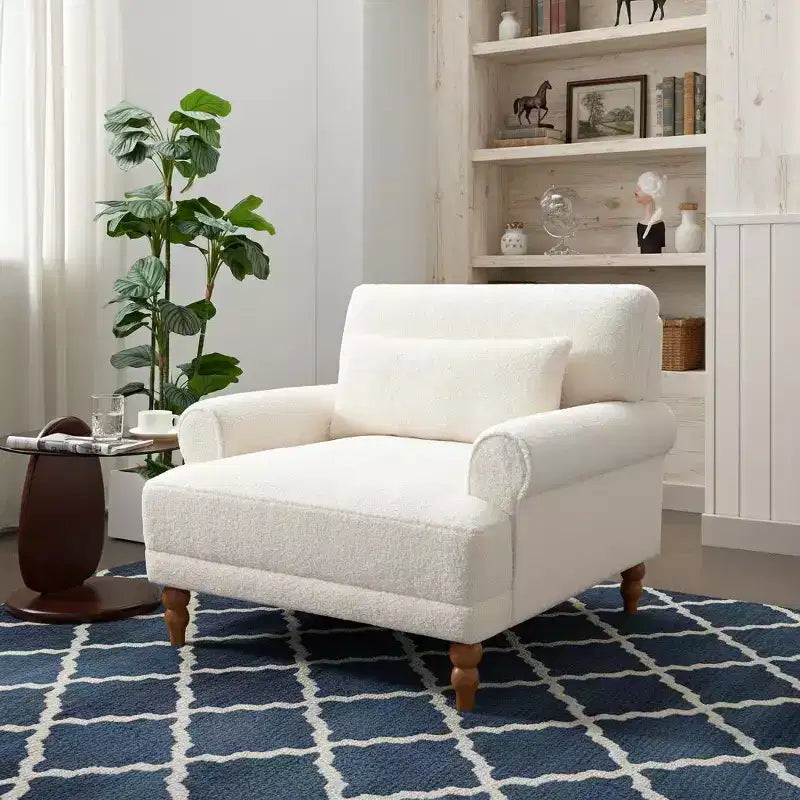 Polibi Oversized Accent Chair with Circular Arms & Lumbar Pillow