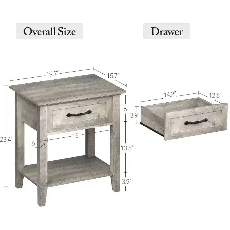 Comodino con Tavolino da Notte in Legno, 1 Cassetto, Ripiano Aperto, Tavolino Laterale Industriale, Comodino Stretto Bianco, Versatile per Camera da Letto, Piccoli Spazi